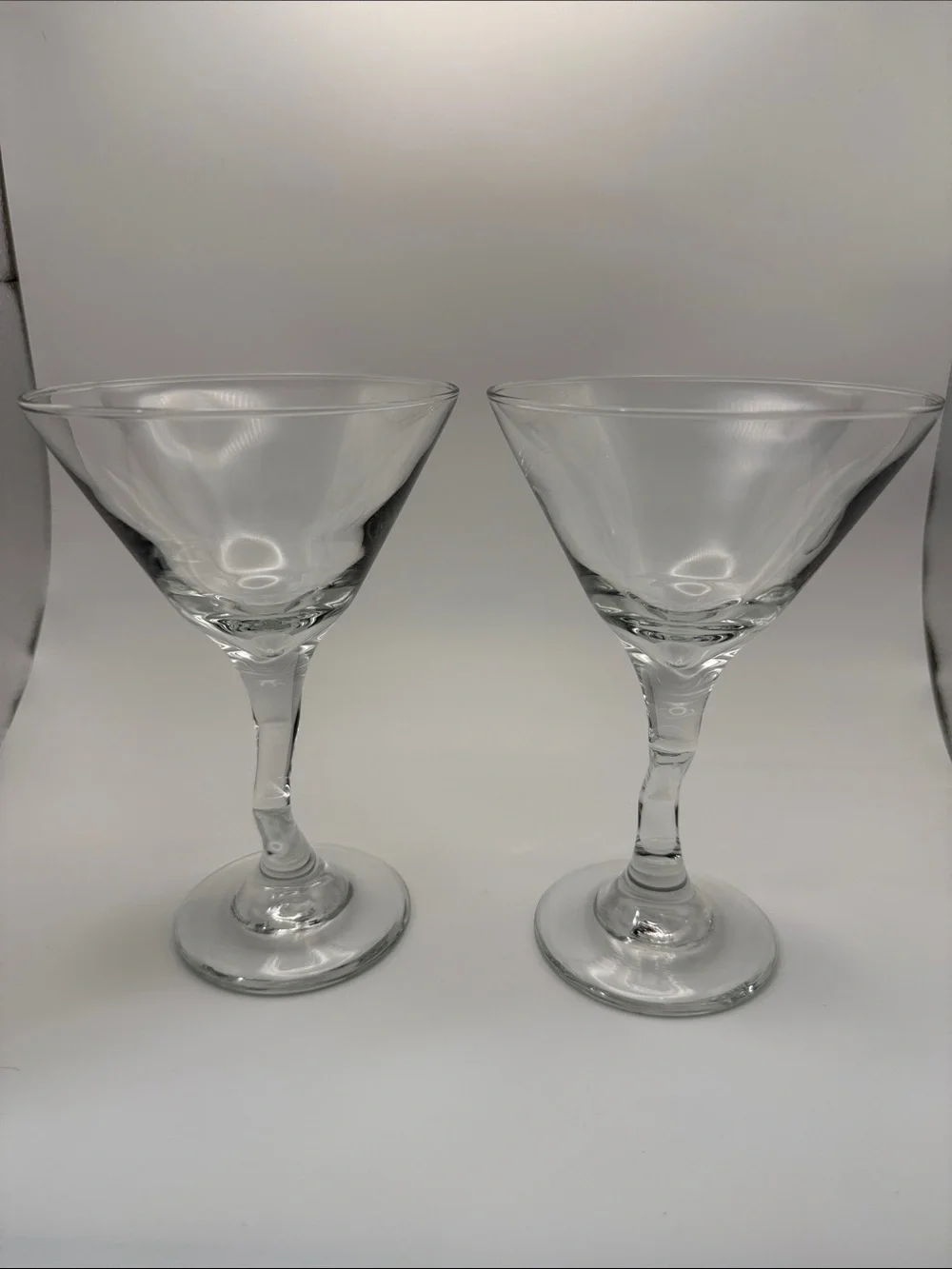 Libbey Z Twisted Retro Zig Zag Stem Boho Martini Margarita Glasses Set of 2